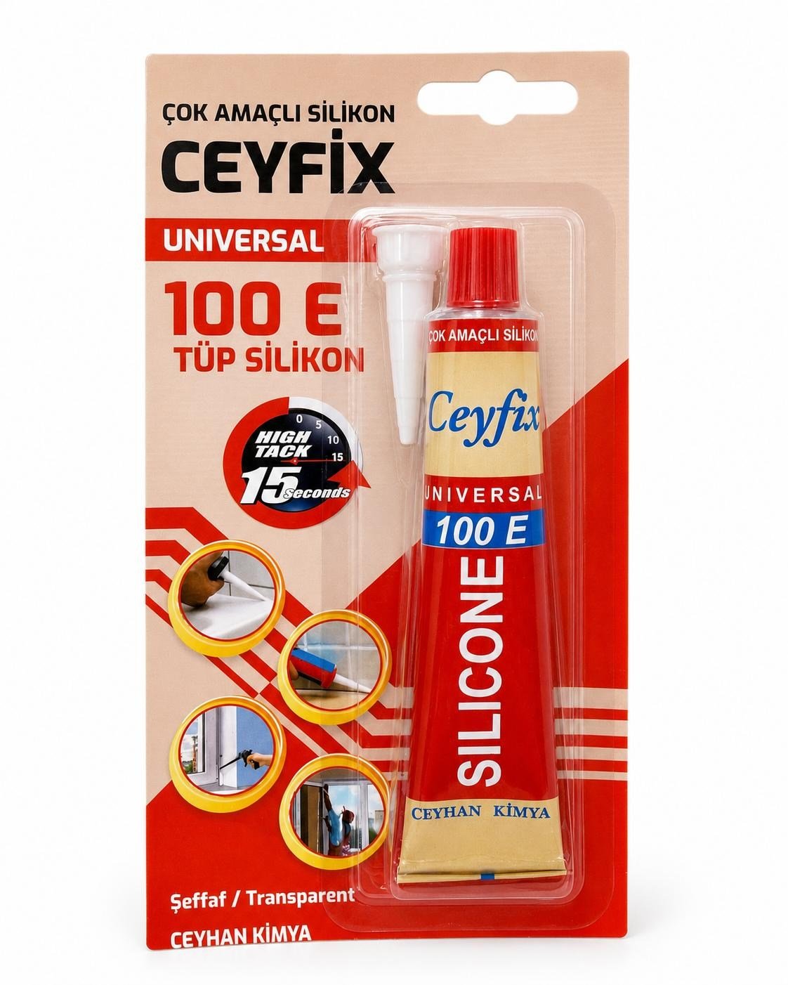 CEYFİX ŞEFFAF TÜP SİLİKON KARTELALI