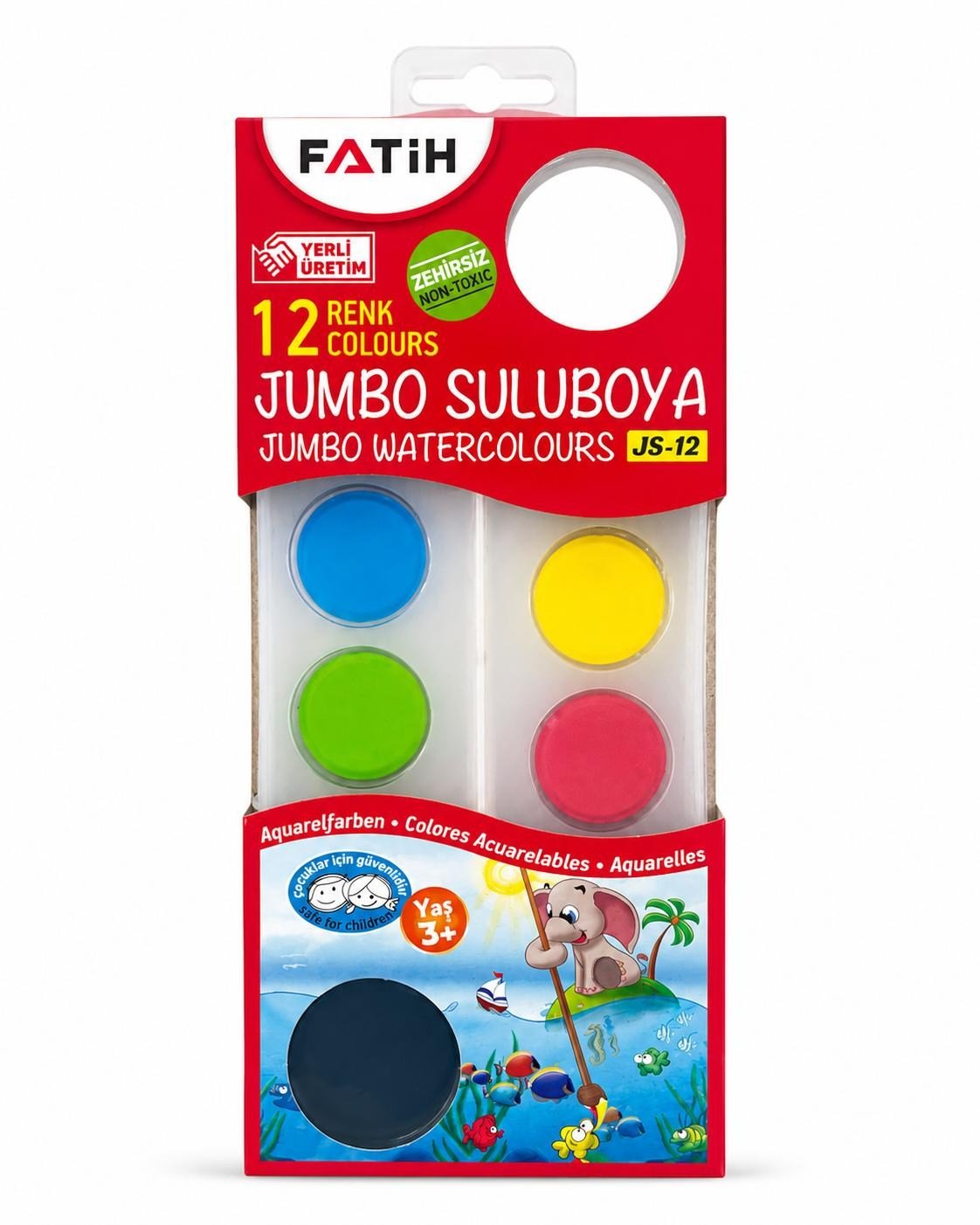 FATİH 12Lİ JUMBO SULU BOYA JS-12