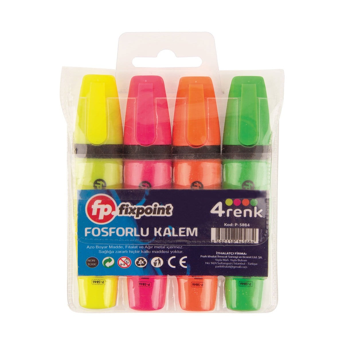 FİXPOİNT FOSFORLU KALEM RENKLİ 4LÜ