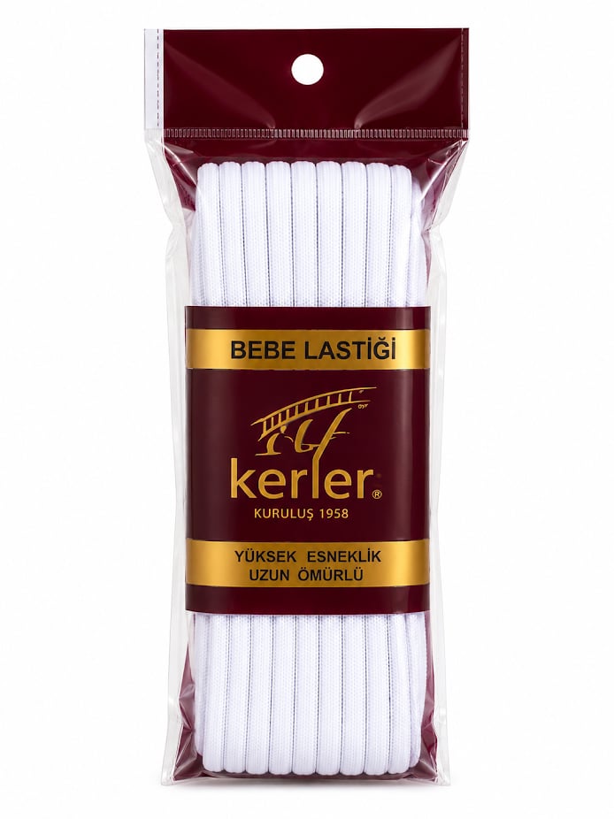 KEMER BEBE LASTİĞİ BEYAZ YUVARLAK 10MT PK*5