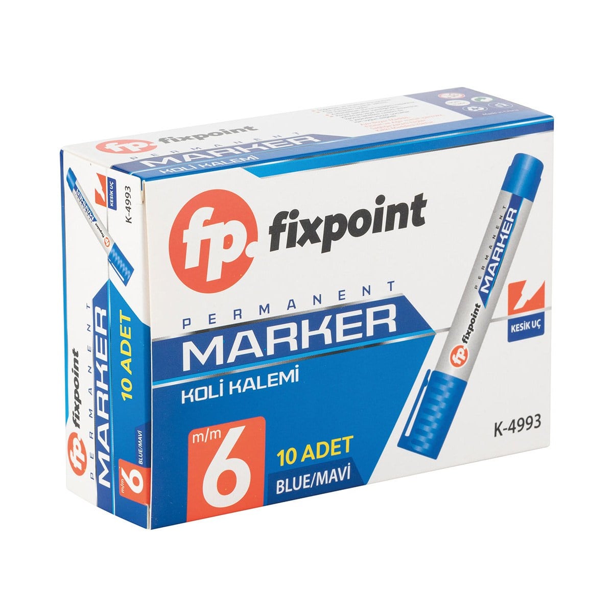 KOLİ KALEMİ KÜÇÜK FİXPOİNT KESİK MAVİ 6MM PK 10*AD