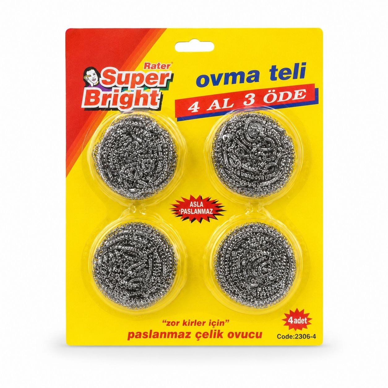 SUPER BRİGHT TOPTEL 4LÜ KARTELA BULAŞIK TELİ