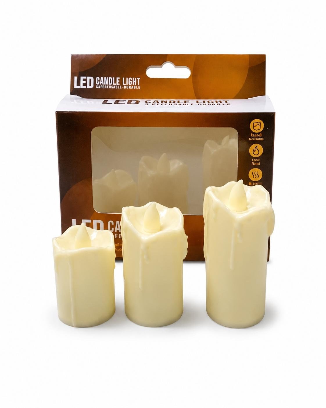 YAKUT 3LÜ LED MUM SETİ ERİMİŞ MODEL 13650