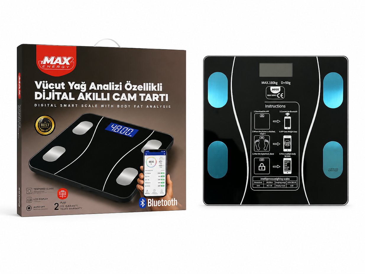 ZMAX BLUETOOTHLU VÜCUT ANALİZLİ DİJİTAL TARTI KÜÇÜK BOY 8934 KL*10