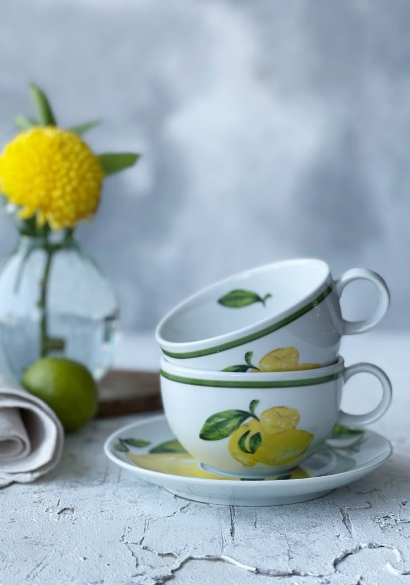 Citrus Collection Porselen 2'li Çay Fincan Seti / Hediye Kutulu