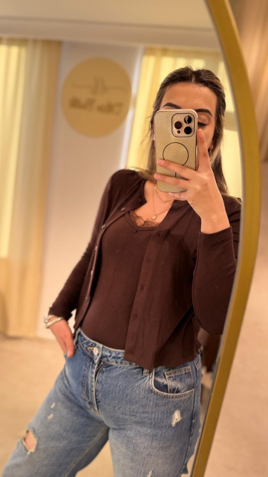 birleşik 2li bluz kahve