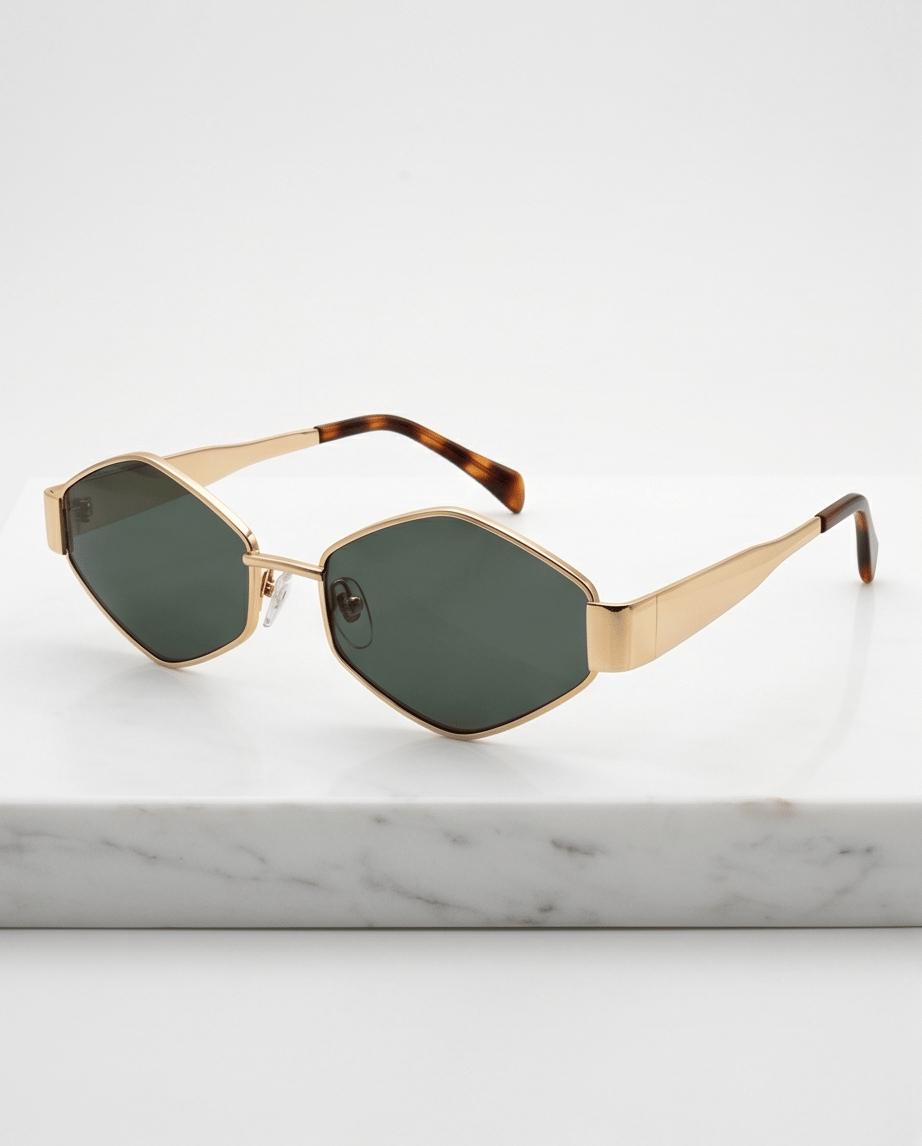 NADIA Gold Hex & Green Güneş Gözlüğü