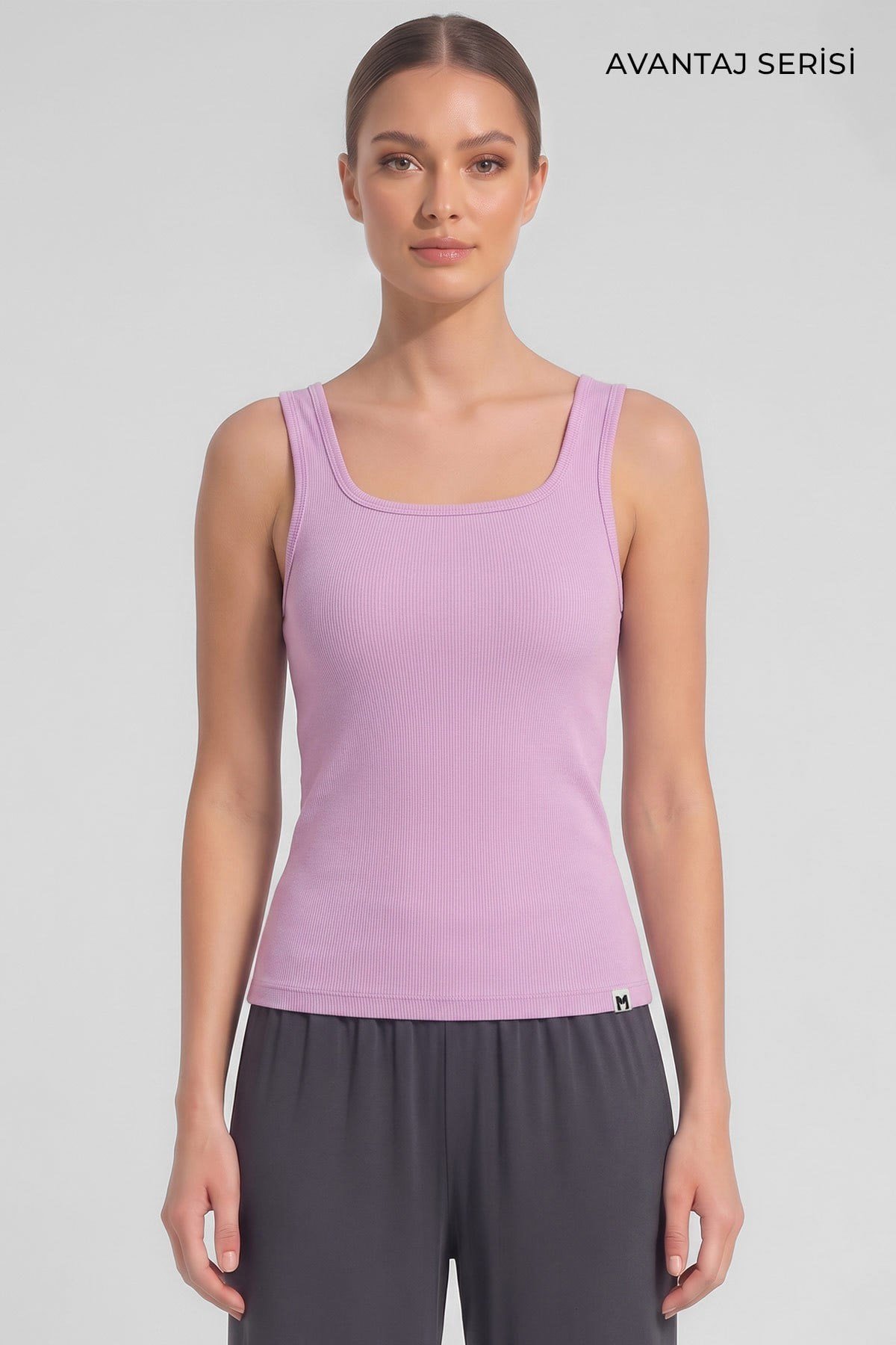 Mısırlı Kadın Kaşkorse Sırtı Kapalı Askılı T-Shirt Pembe