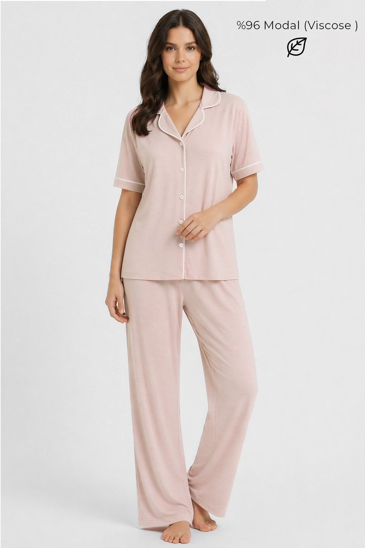 Mısırlı Kadın Modal Pijama Takım Somon