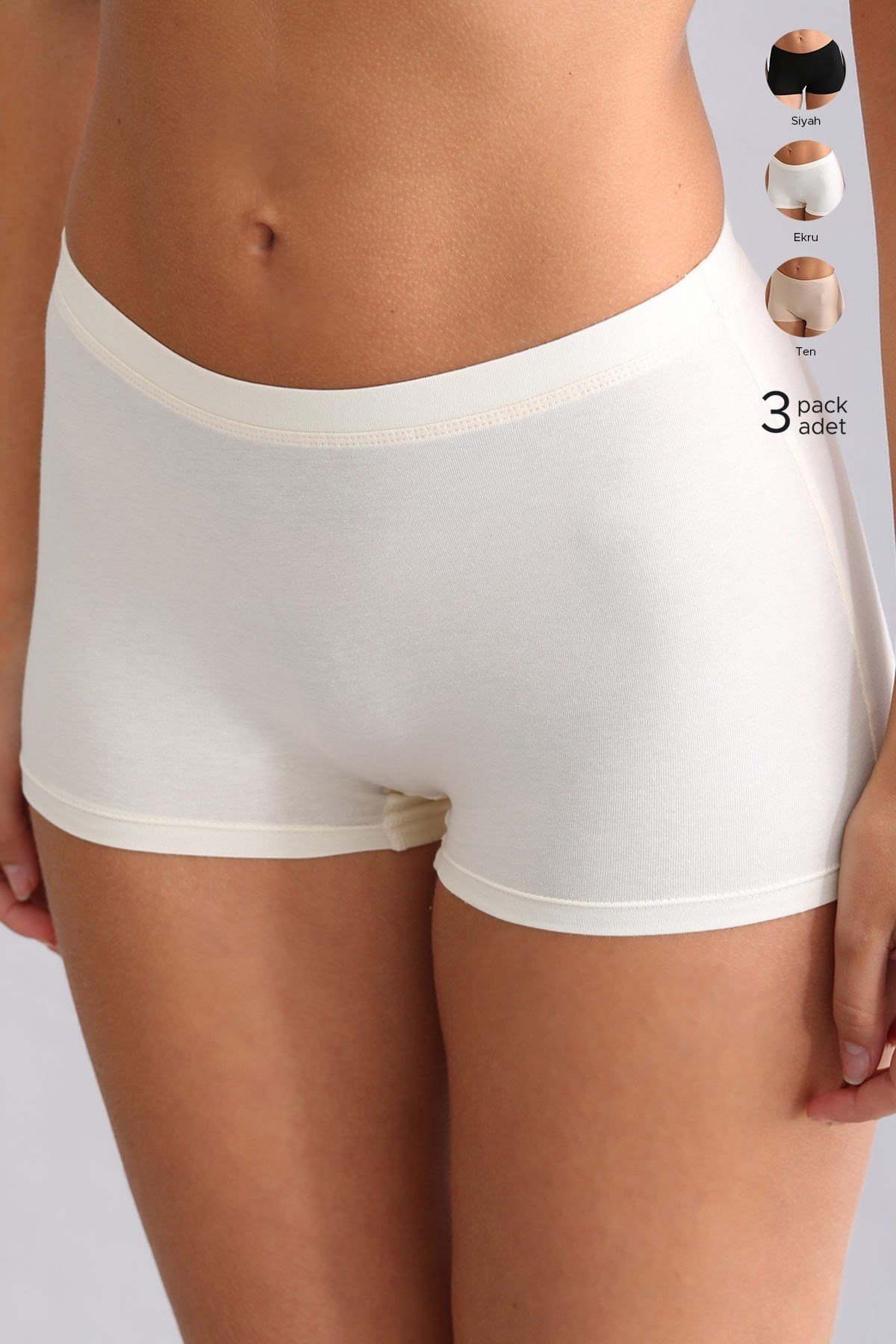 Mısırlı Modal By TENCEL ANNA Boxer Külot Siyah-Ten-Ekru