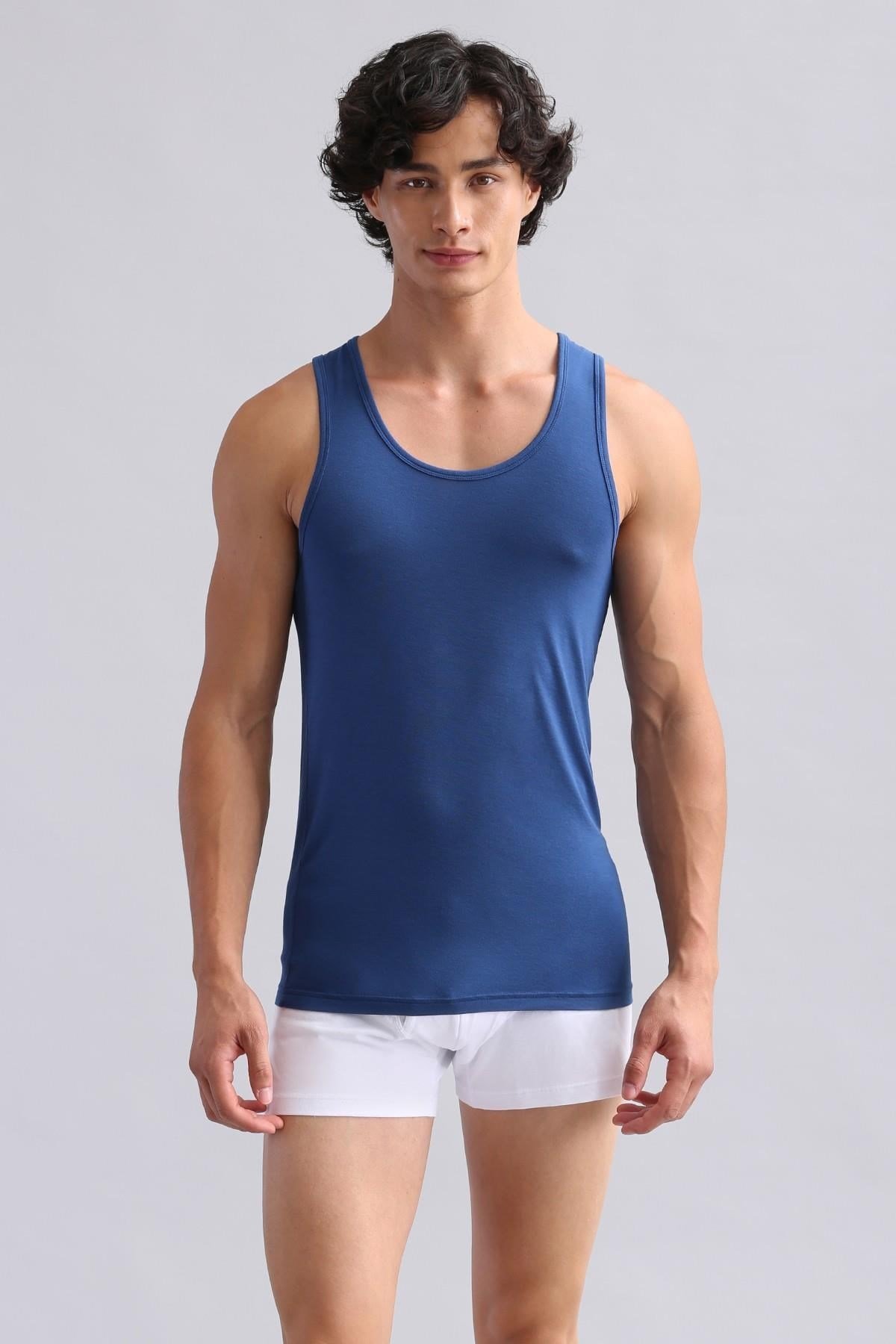 Mısırlı Modal By TENCEL HERCULES Slim Fit Basic Atlet Gece Mavisi