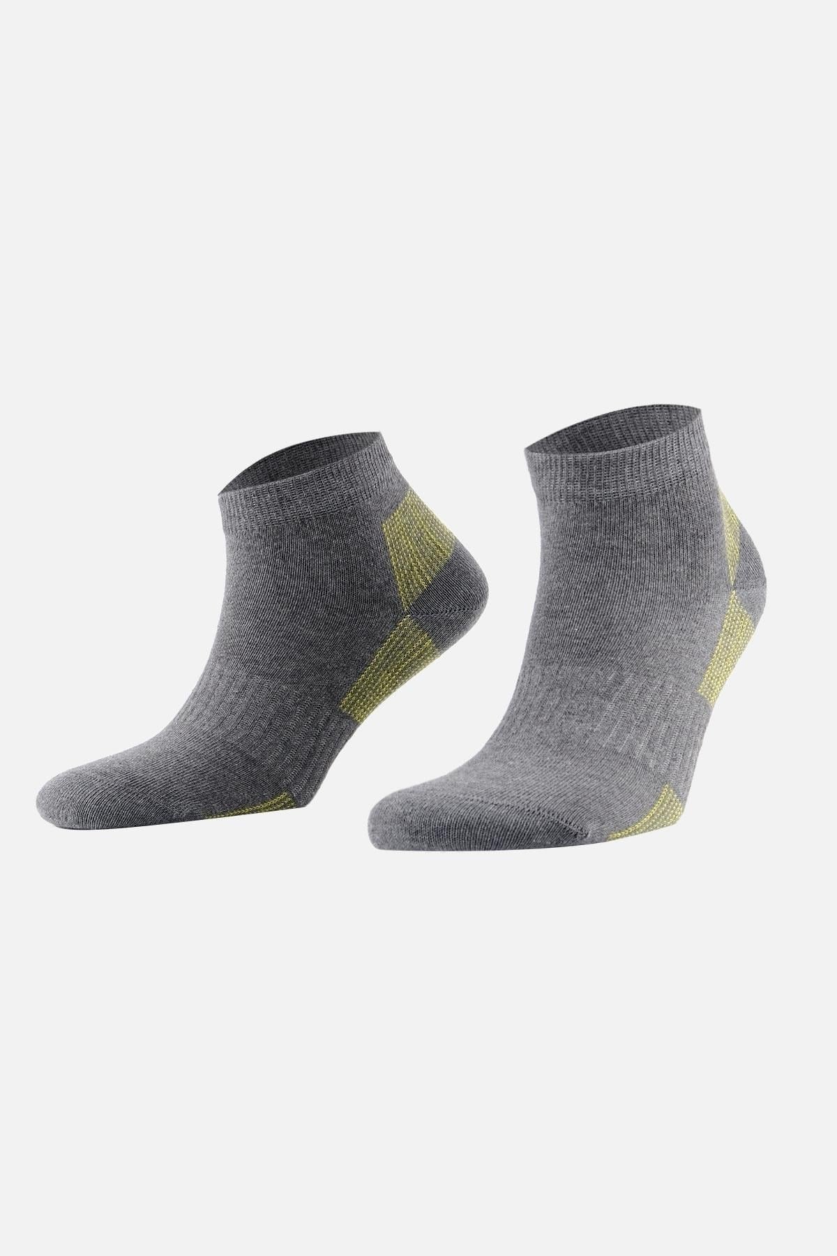 Mısırlı Unisex Coolmax 2 Çift Özel Paketli Kısa Konç Çorap Gri
