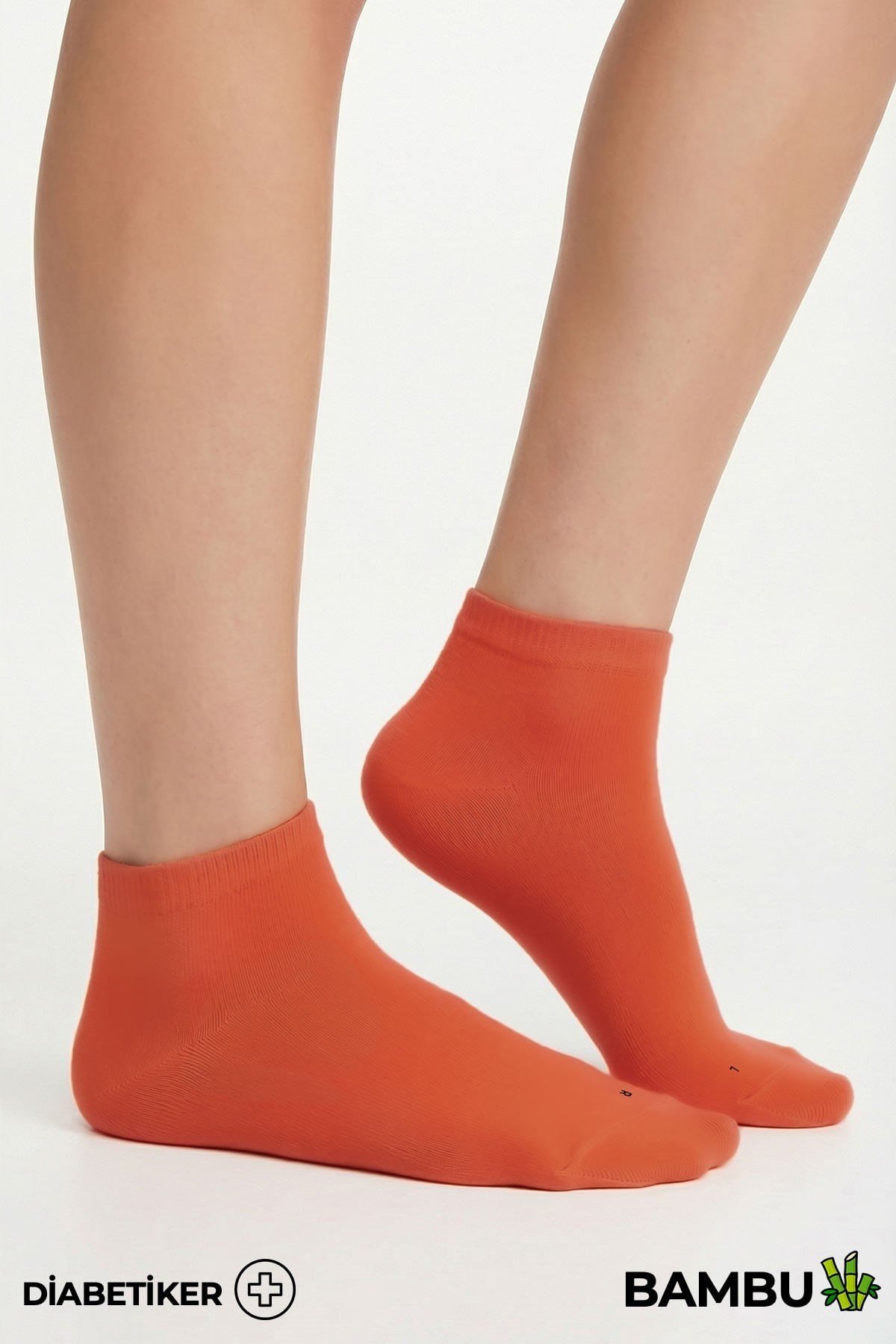Unisex Bambu Diyabetik Sneaker Çorap Pas Kırmızı
