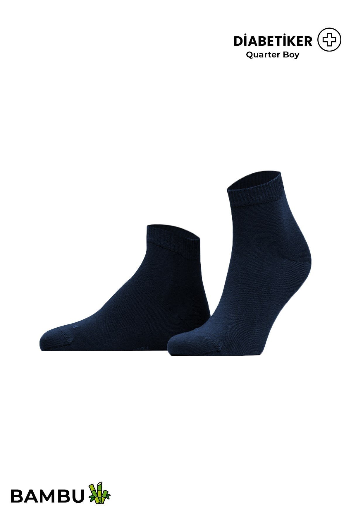 Unisex Diyabetik Bambu Kısa Konç Çorap Lacivert