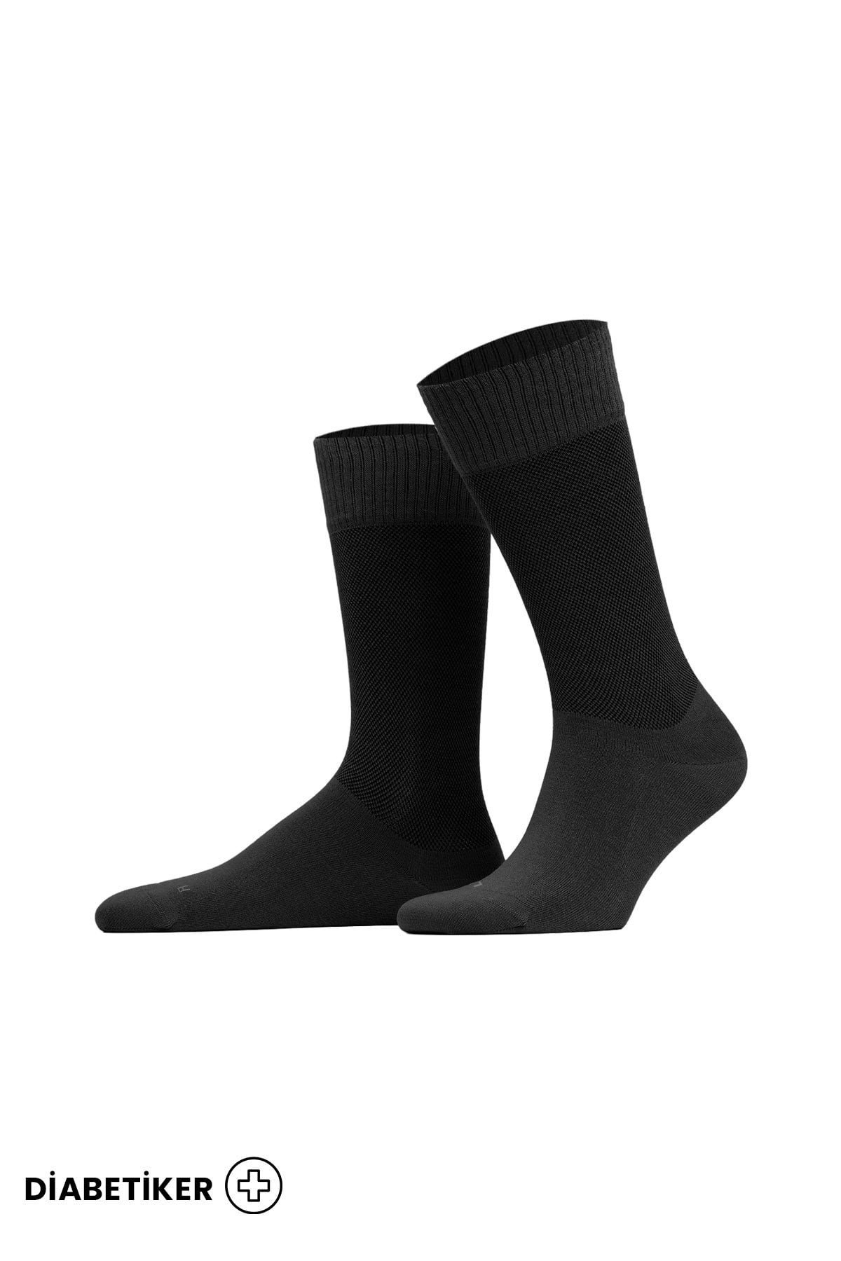 Unisex Diyabetik Bambu Soket Çorap Siyah