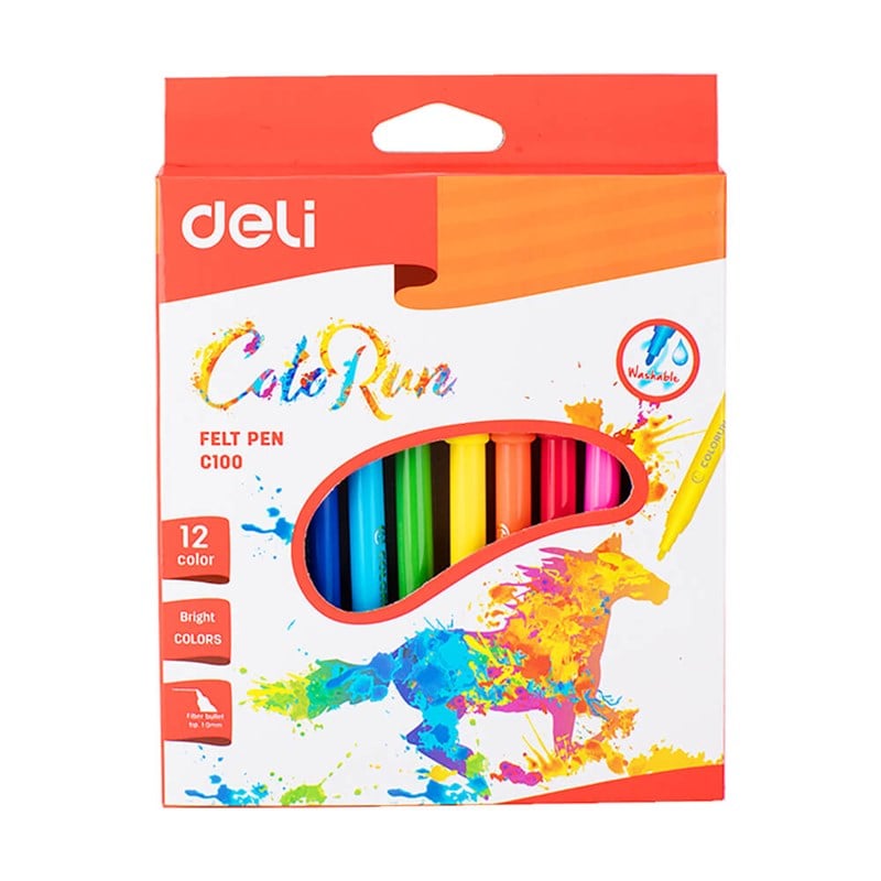 Deli Karton Kutu Yıkanabilir Keçeli Kalem 12'Li Colorun