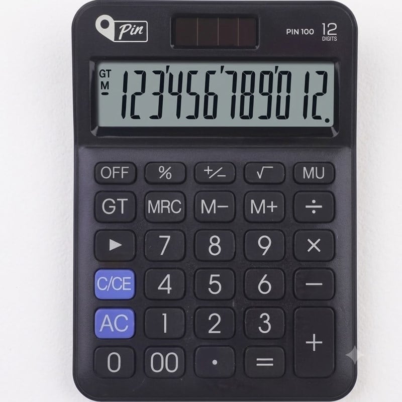 PİN Hesap Makinesi Masaüstü 12 Hane 105 Siyah