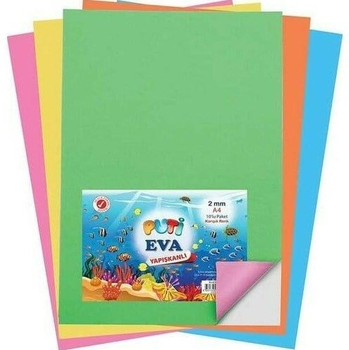 Puti A4 Yapışkanlı Eva 10Lu  -Karışık Renk