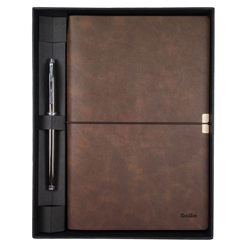 Scrikss Premıum Defter Toledo A5 Kahverengi & 800 Roller Titanyum Set
