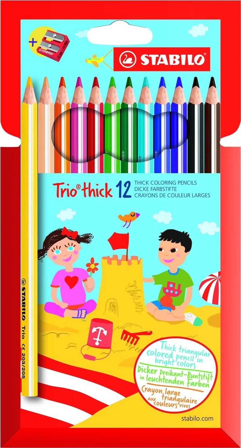 Stabılo Trio Thick 12'Li + Kalemtıraş Hartung