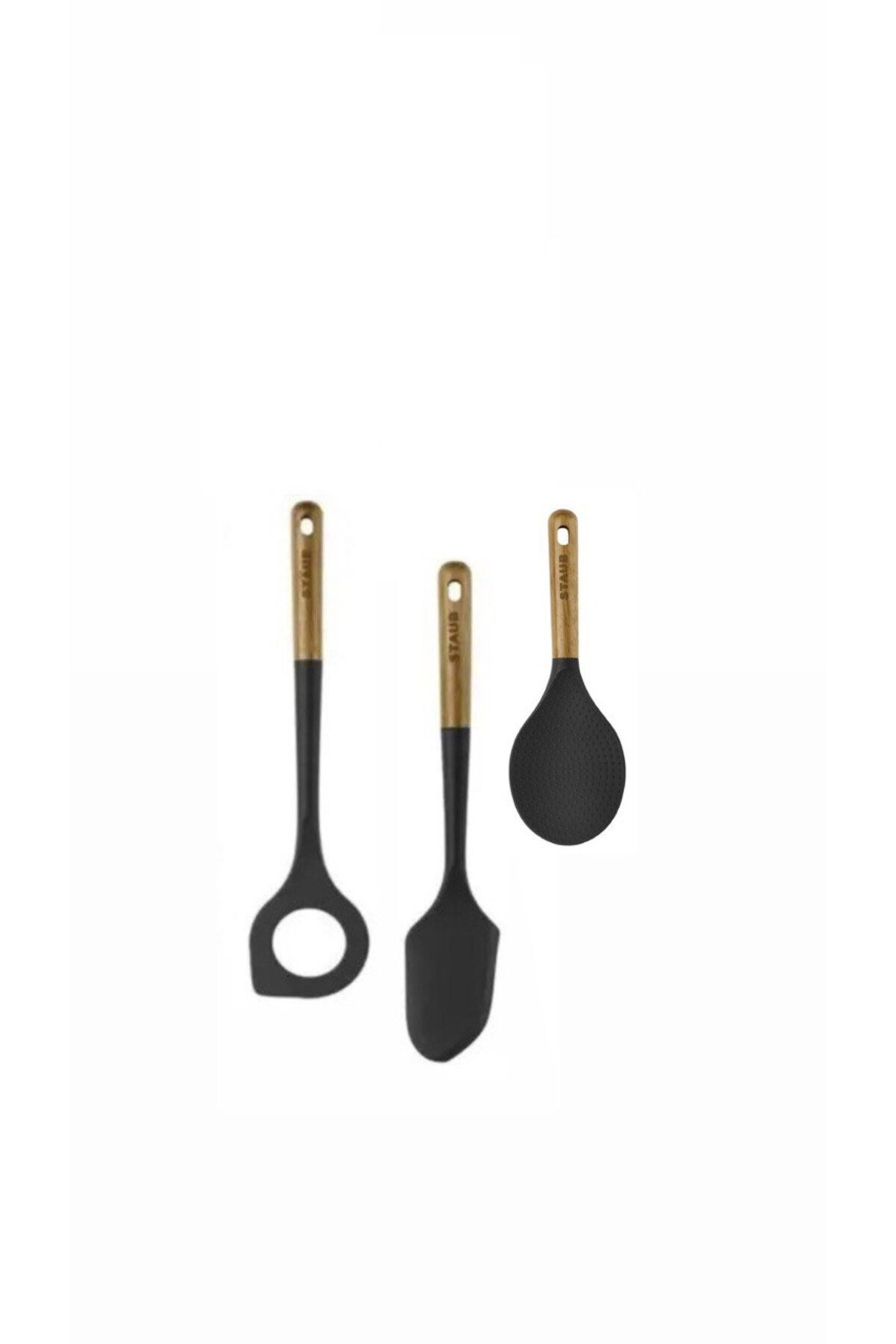 3Parça Silikon Spatula Pilav Risotto Kaşığı Spatula Servis Takımı