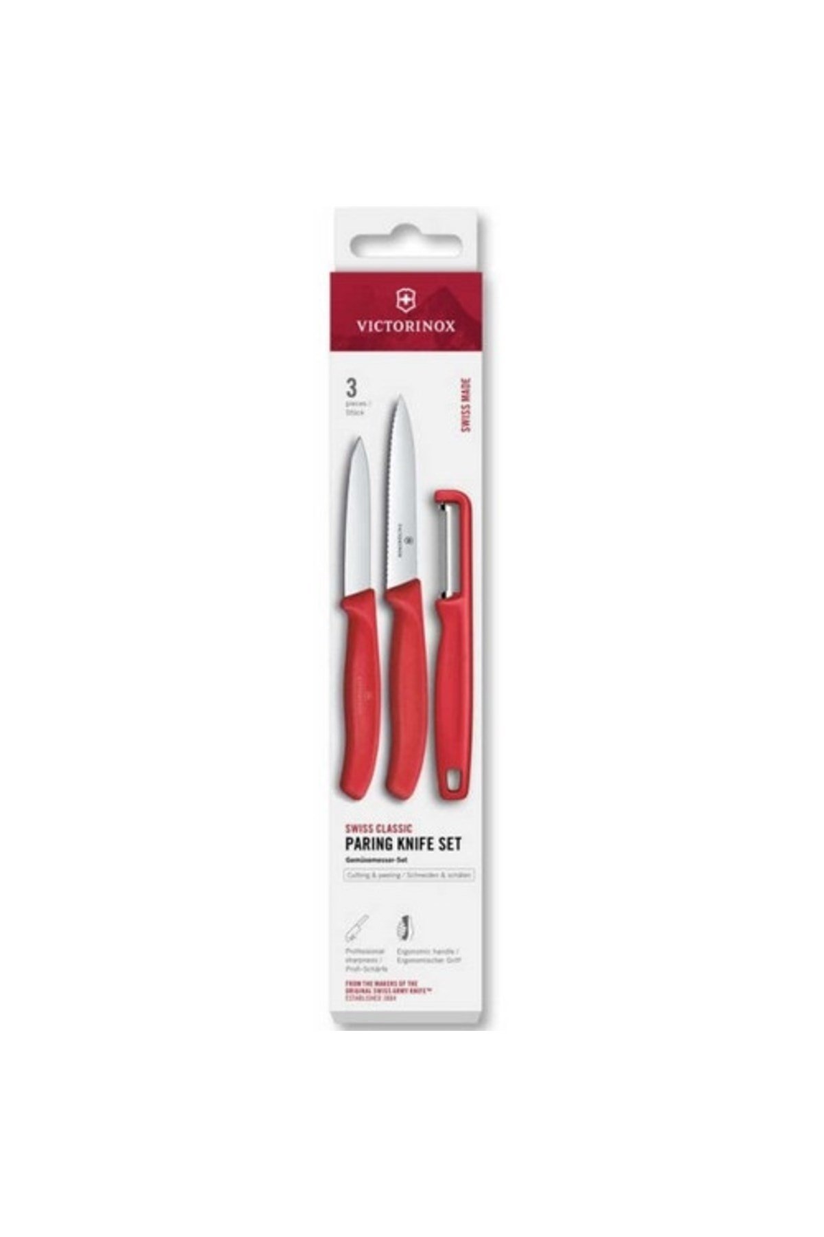 6.7111.33C1 Swiss Classic 3lü Bıçak ve Soyacak Set, Kırmızı