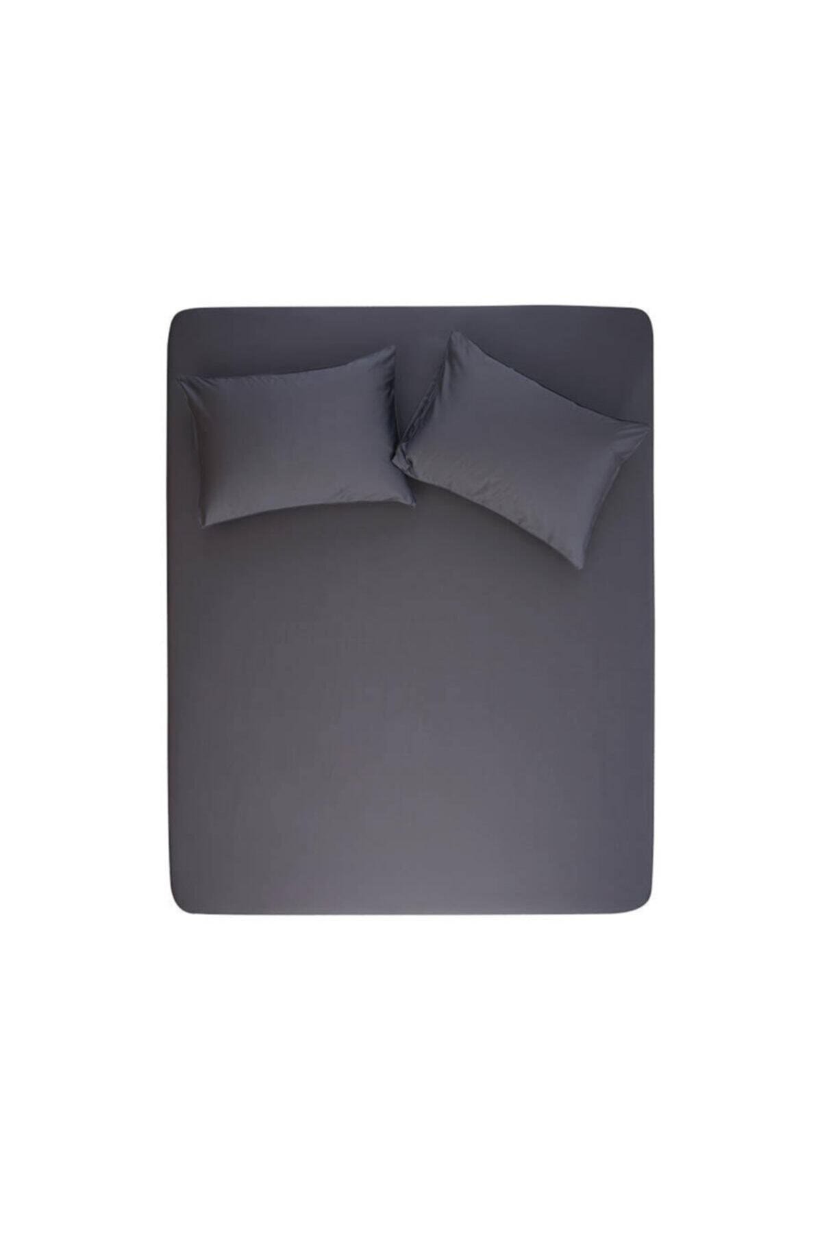 Antrasit Çift Kişilik Lastikli Çarşaf Ve Yastık Kılıfı 200x200 Cm Antrasit 200v78