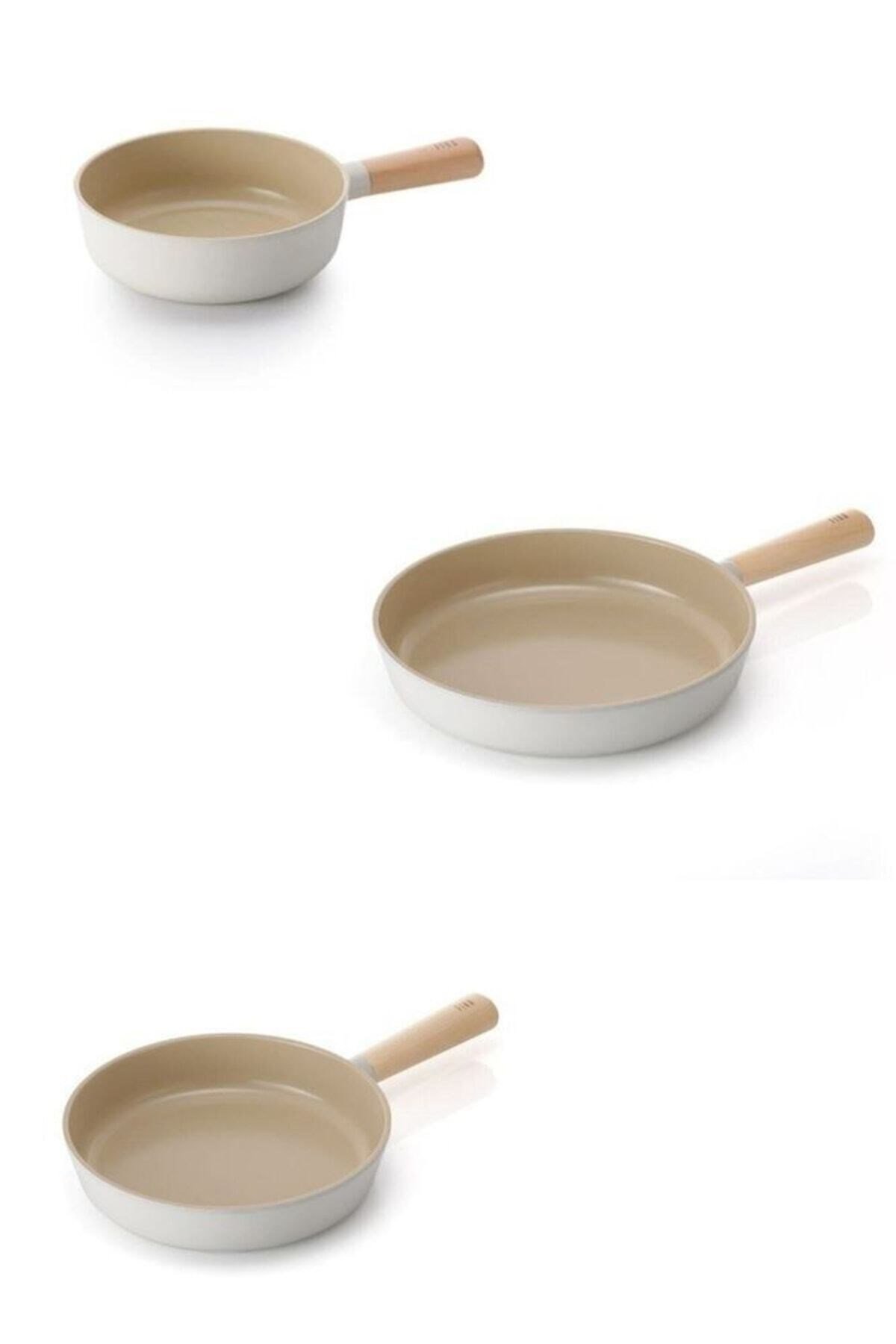 Fika Alüminyum Döküm Bej 26cm Wok Tava & 28cm Döküm Tava Seti