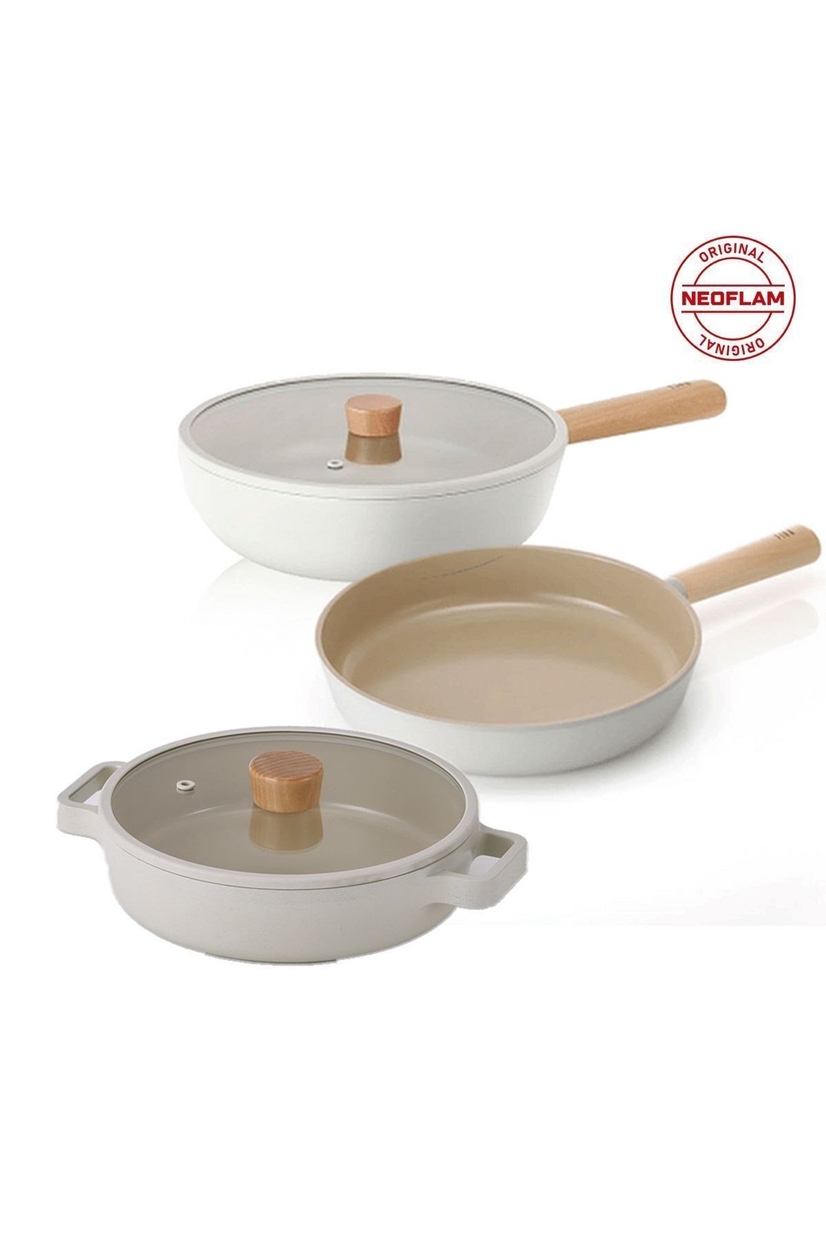 Fika Bej 5 Parça Pratik 26 cm Tencere Tava Wok Set