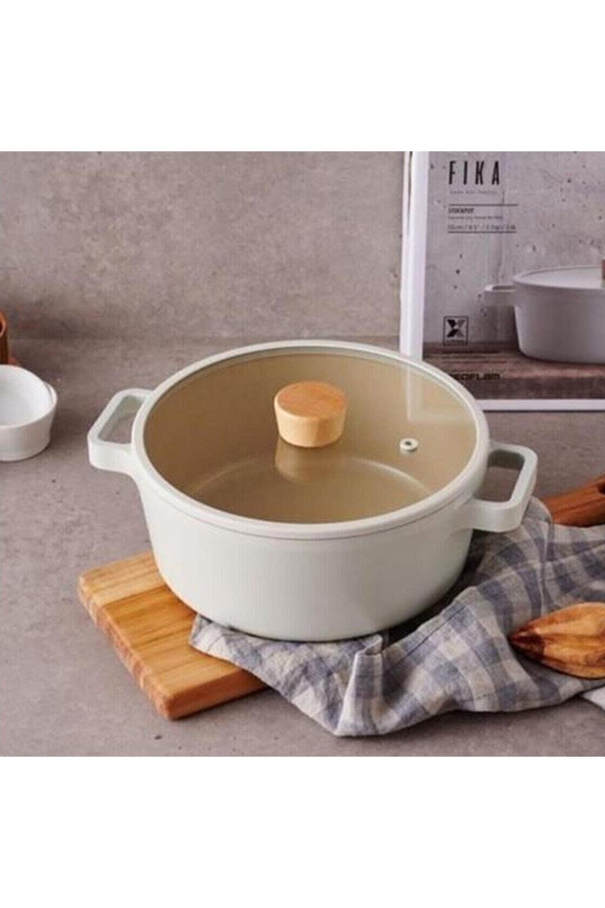 Fika Cam Kapaklı Alüminyum Döküm Tencere 24 Cm