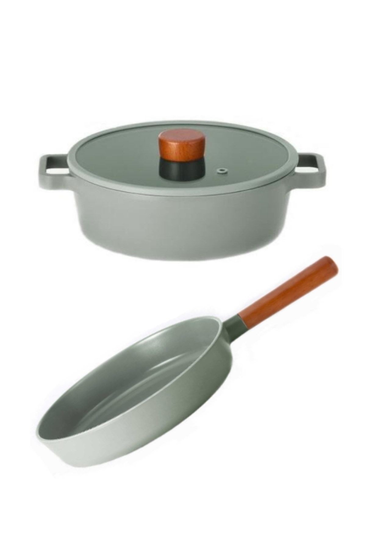 Fika Döküm Gri 24 Cm Tencere & Tava Seti