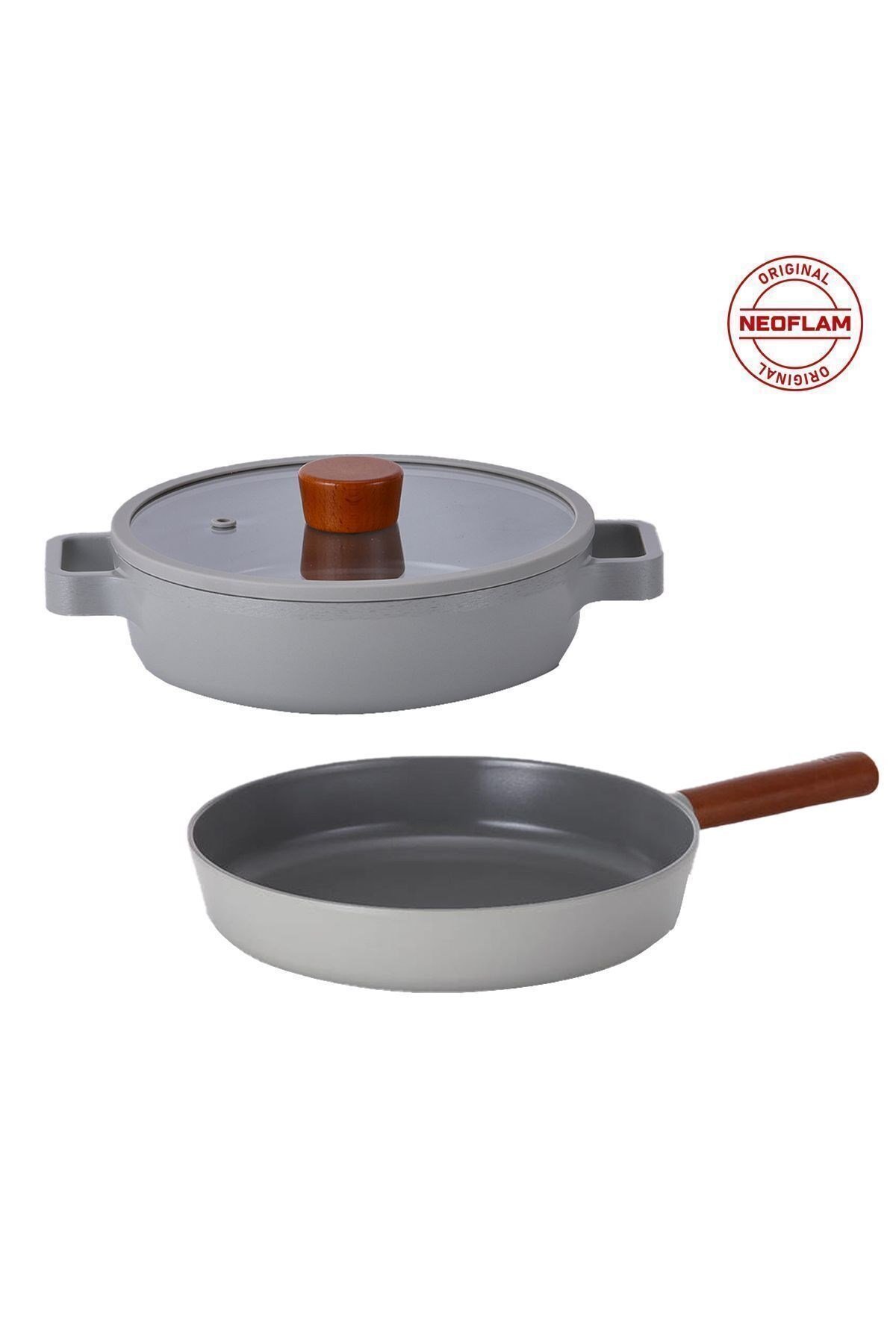 Fika Gri 3 Parça Pratik 26 cm Tava ve Tencere Seti