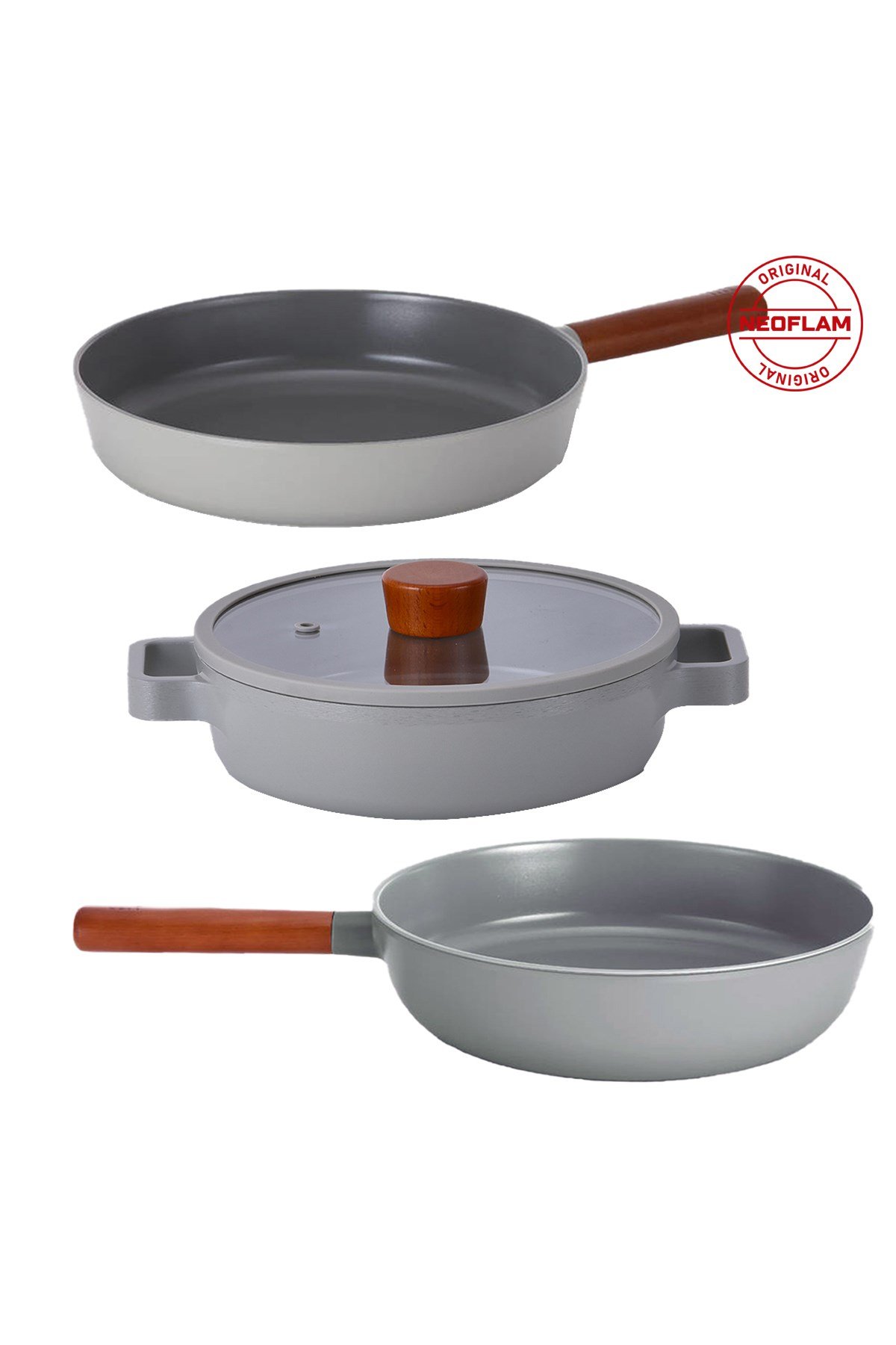 Fika Gri 4 Parça Pratik 26 cm Tencere Tava Wok Set