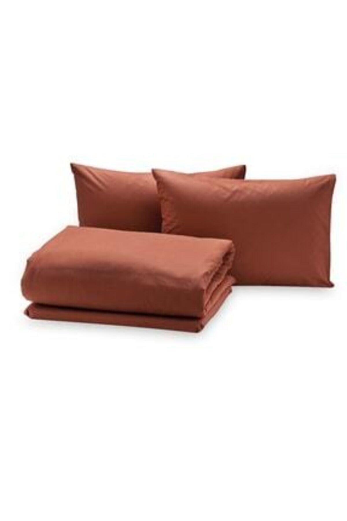Fitted Lastikli Çarşaf Seti Tek Kişilik V79 Kiremit Rengi 120*200 Cm