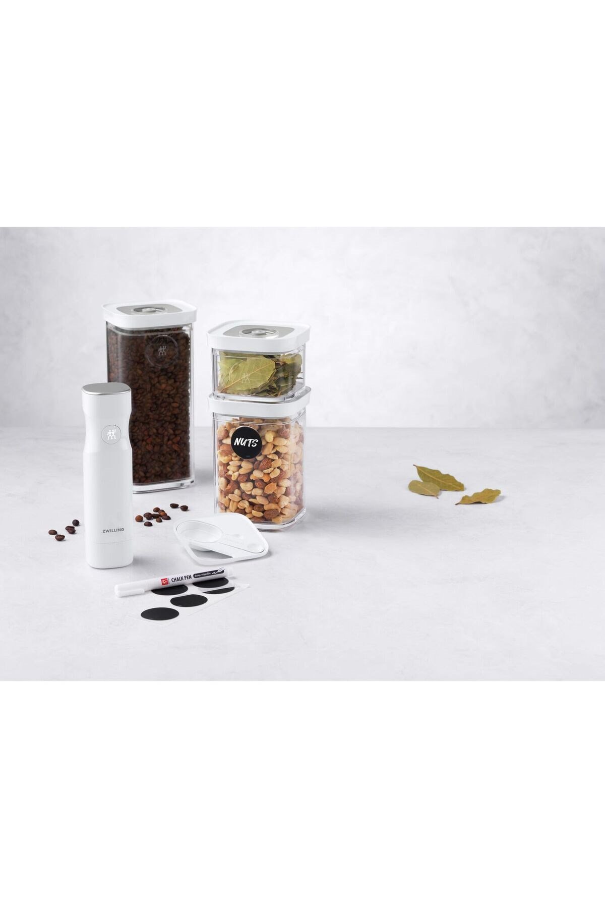Fresh & Save Cube Borosilikat Plastik Başlangıç Vakumlu Gıda Saklama Kabı S/ 6-Parça Şeffaf-Beyaz