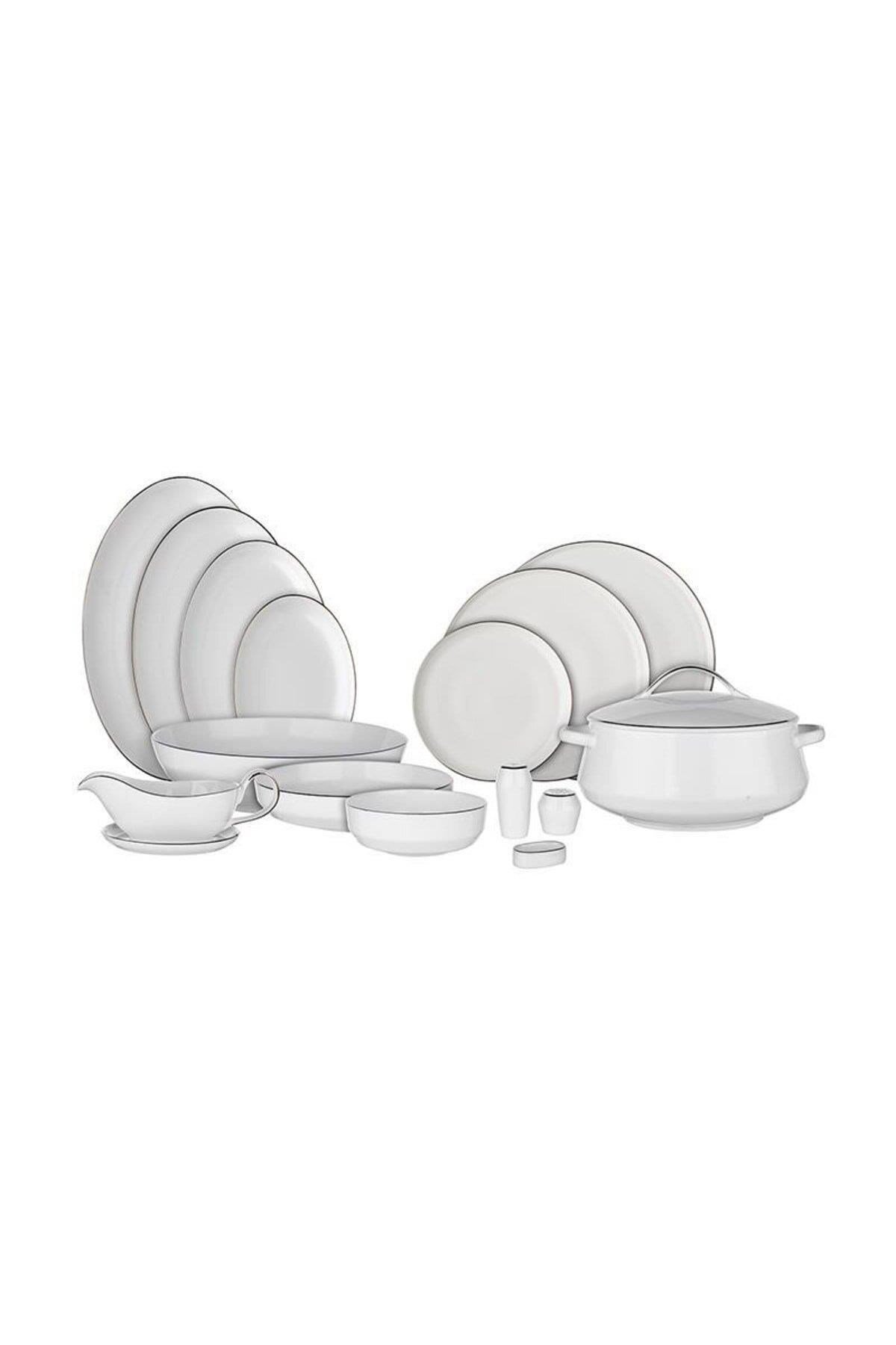 Hanedan 2mm Shiny Platin 60 Parça 12 Kişilik Yemek Takımı