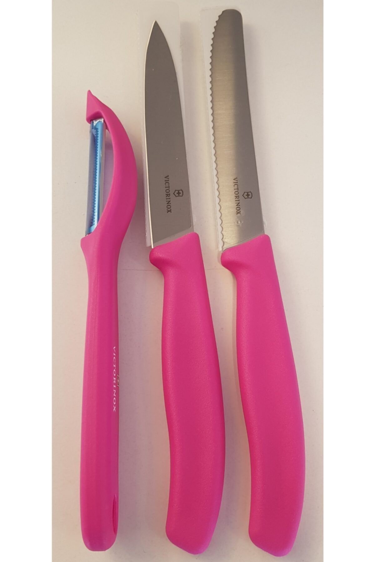Pembe 3'lü Soyma Bıçak Seti