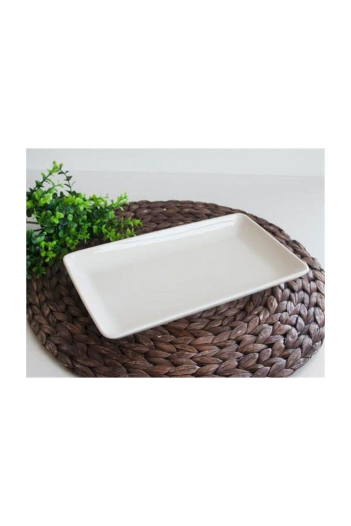 Pure White 34x18cm Beyaz Porselen Servis Kayık Tabak 008089