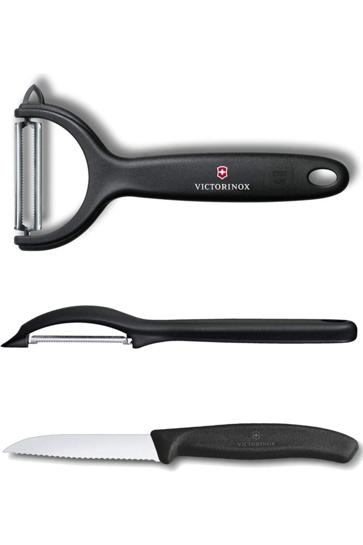 Yan Ve Sapan Soyacak 8 Cm Tırtırlı 3'lü Set Siyah