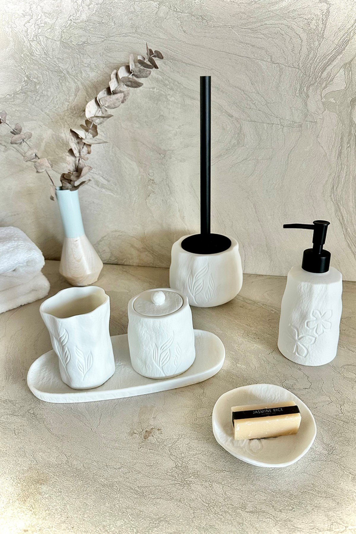 Yonna 6'lı Banyo Seti - Beyaz