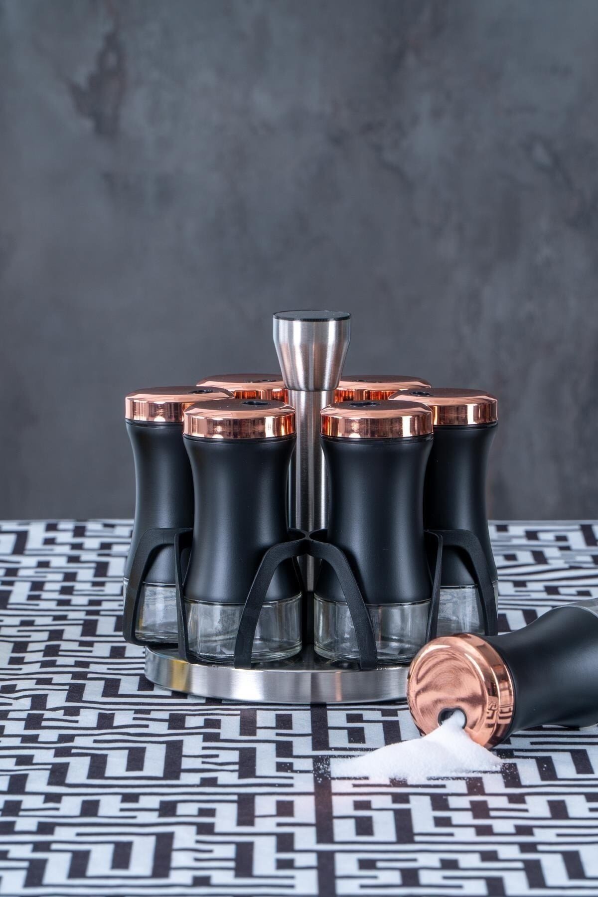 Zerda 8 Parça Standlı Cam Baharat Seti