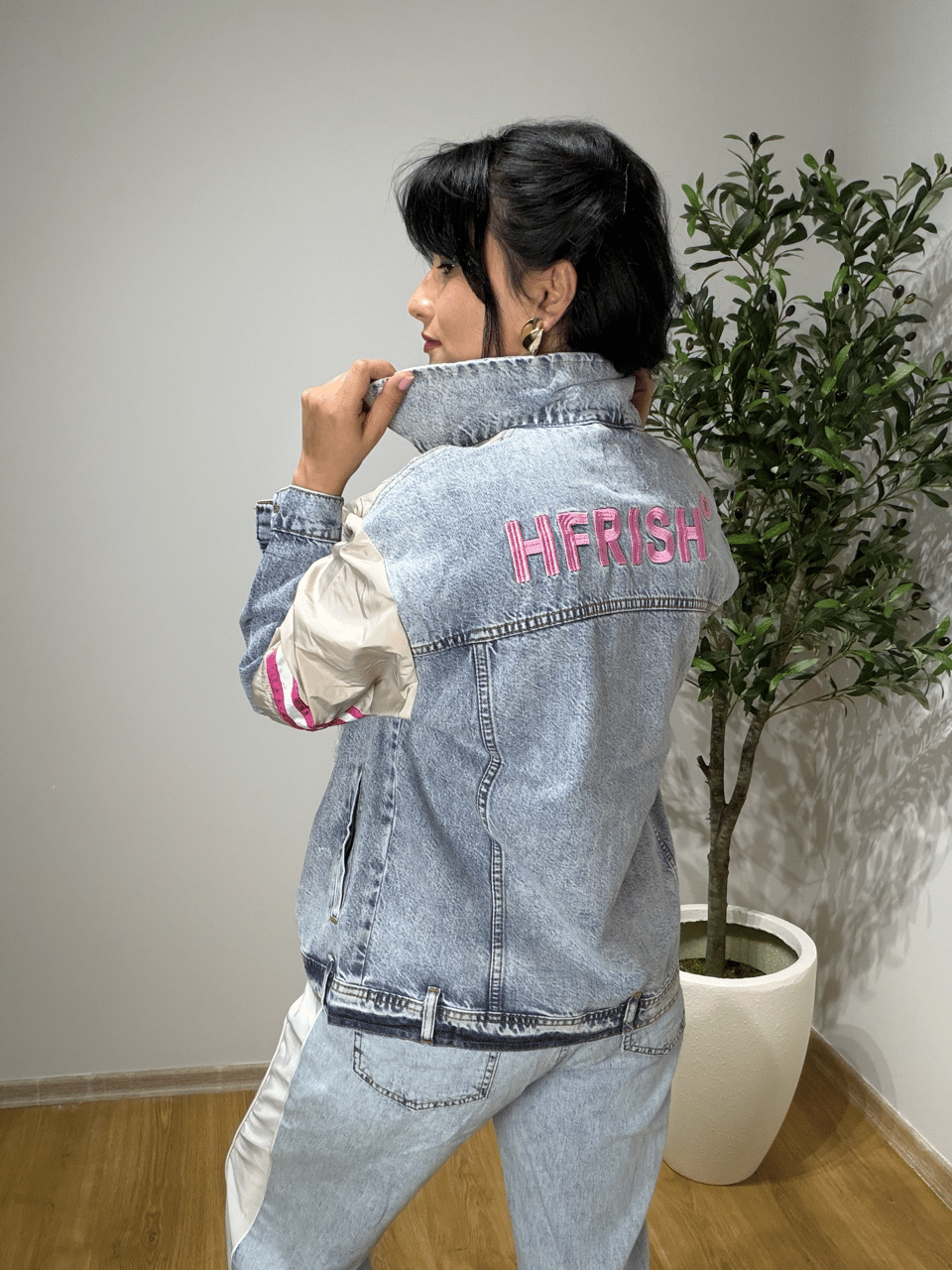 Taş Denim Garnili Tasarım Ceket