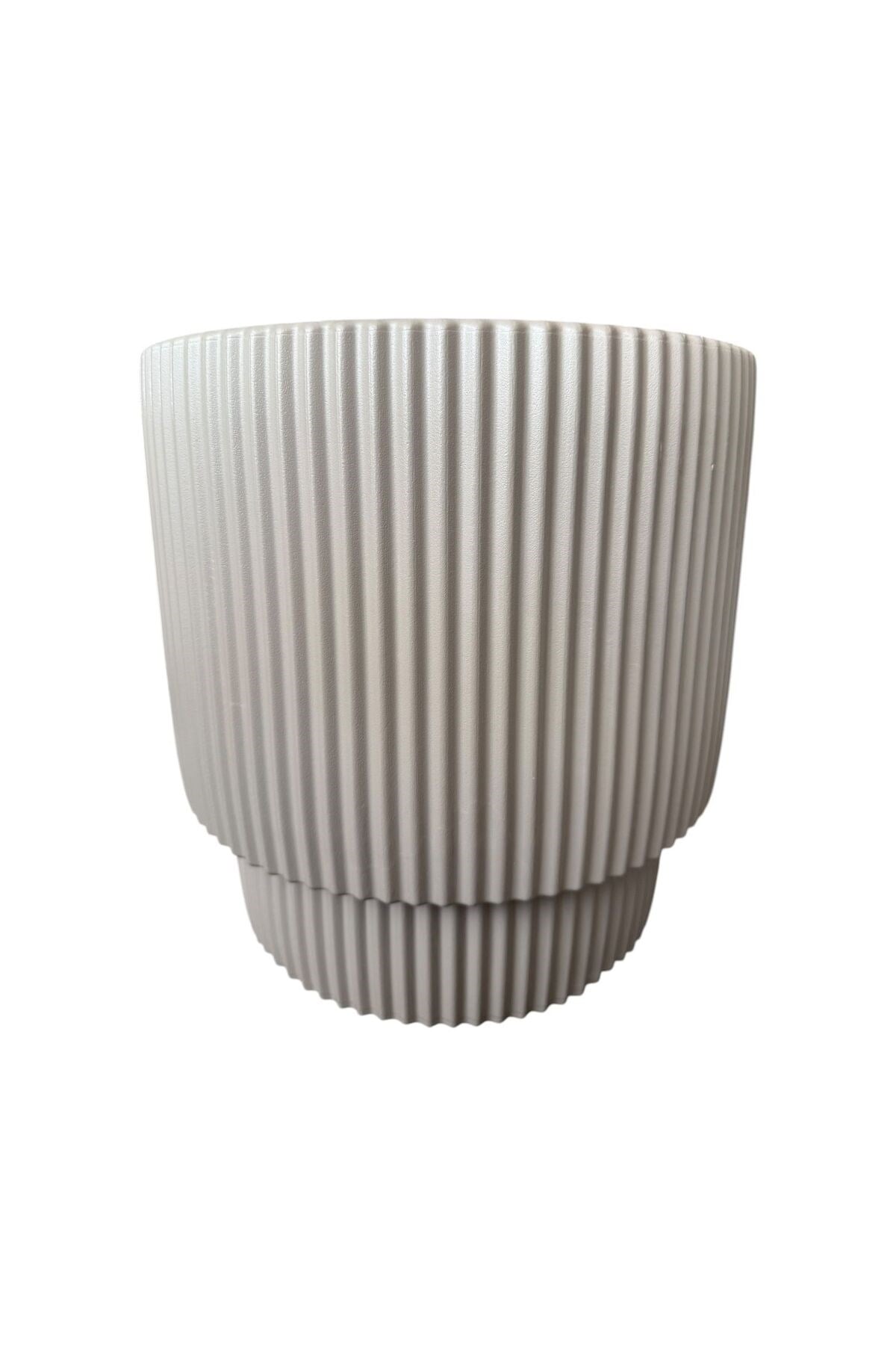 Çift Kalı Çizgili Modern Saksı