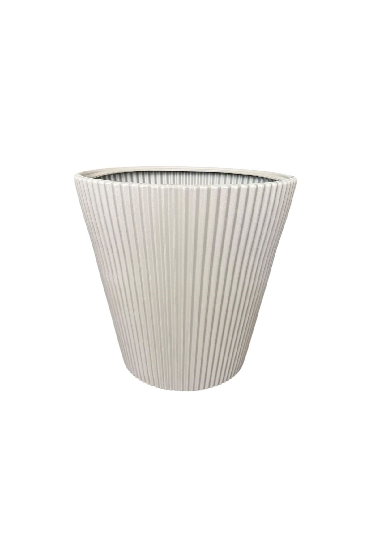Çizgili Modern Plastik Saksı