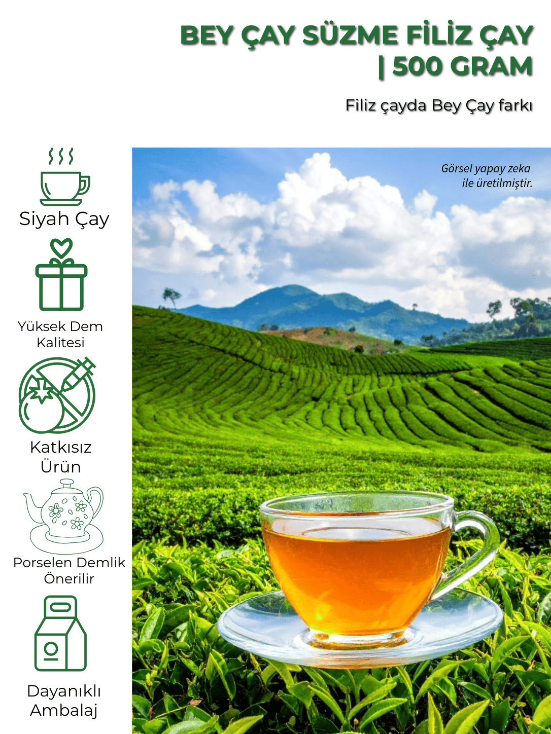 Bey Çay Süzme Filiz Çay | 500 gram