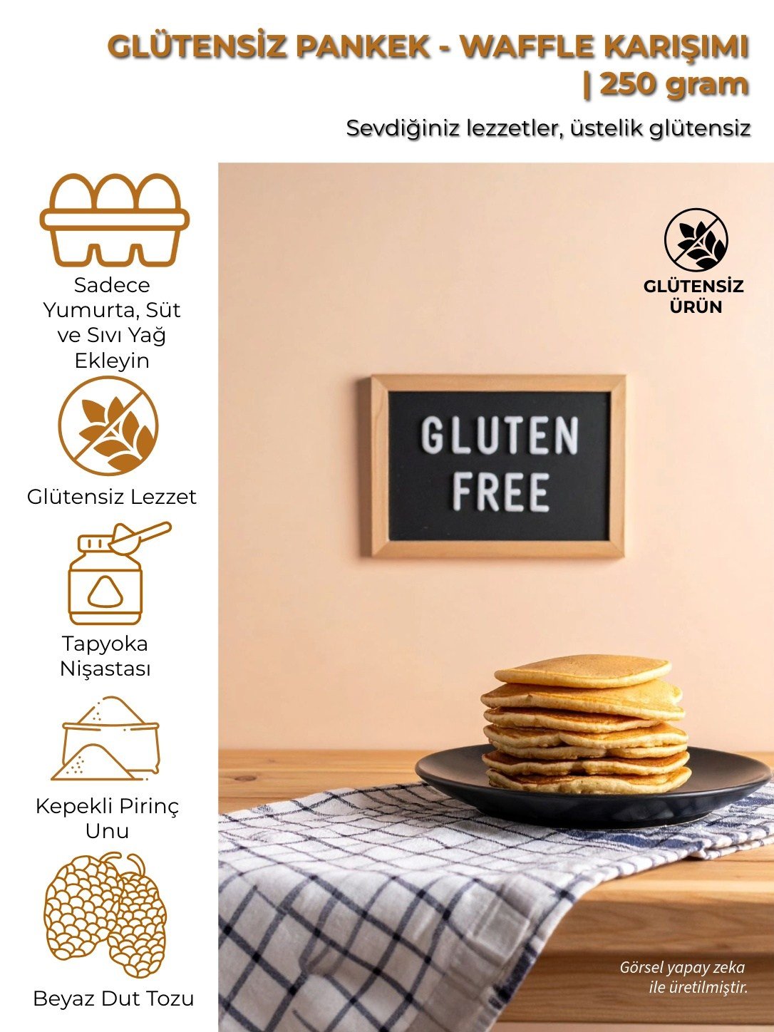Glütensiz Pankek - Waffle Karışımı 250 gr