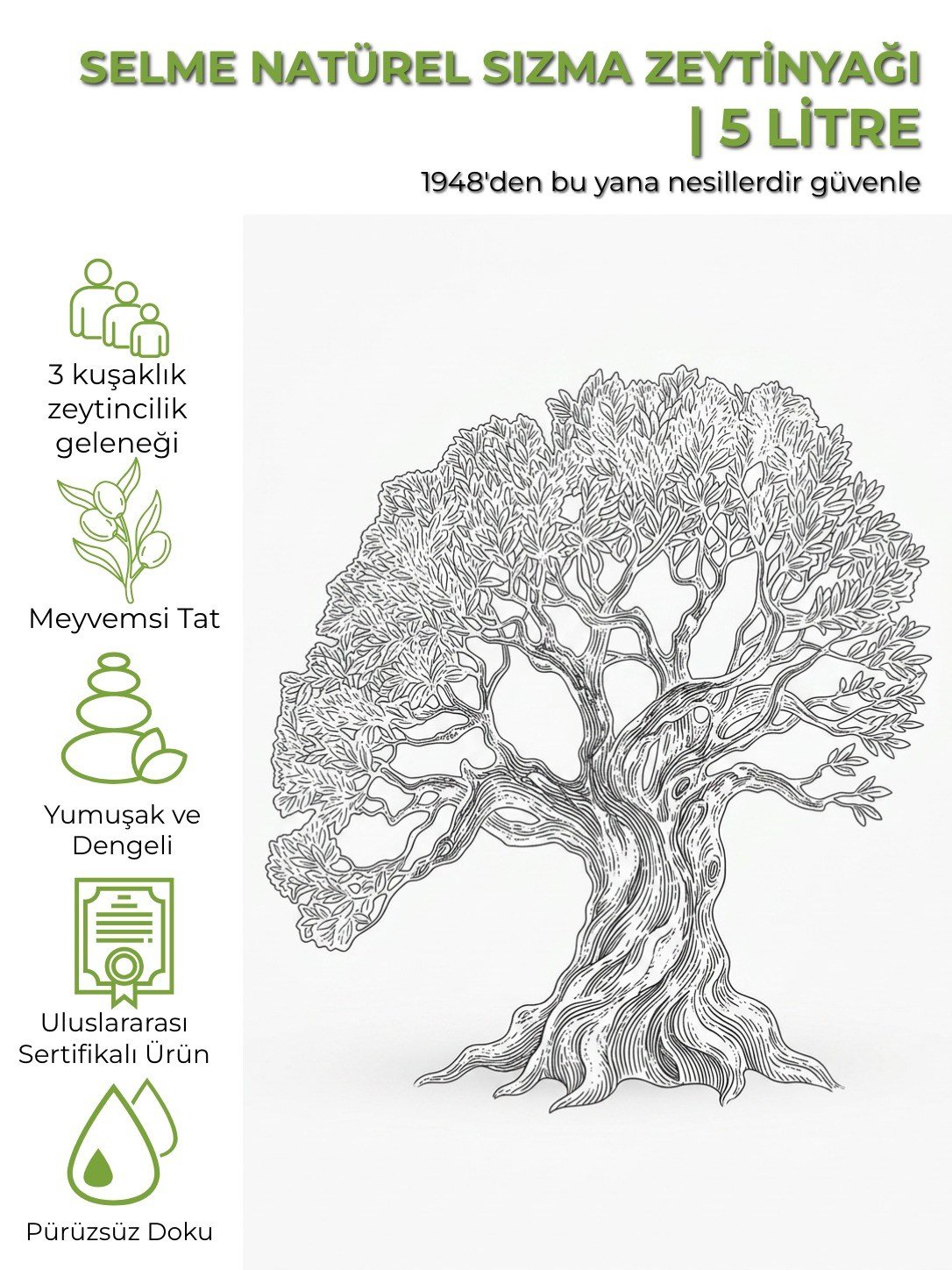 Selme Natürel Sızma Zeytinyağı | 5 Litre
