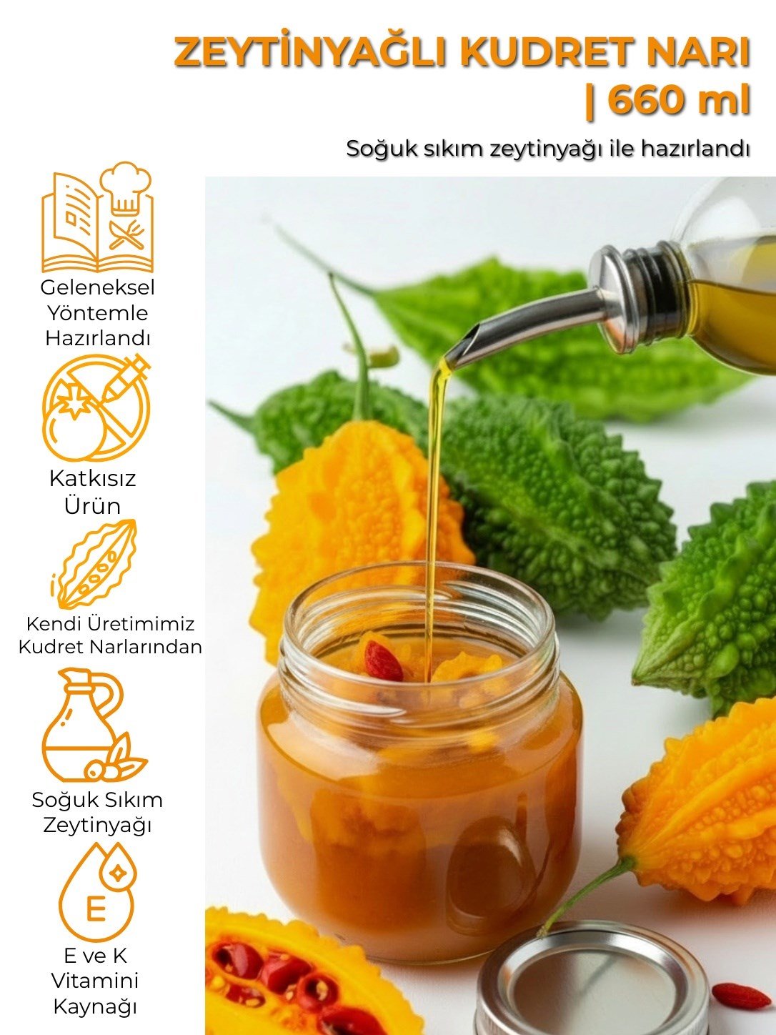 Zeytinyağlı Kudret Narı | 660 ml | soğuk sıkım sızma zeytinyağı ile hazırlandı