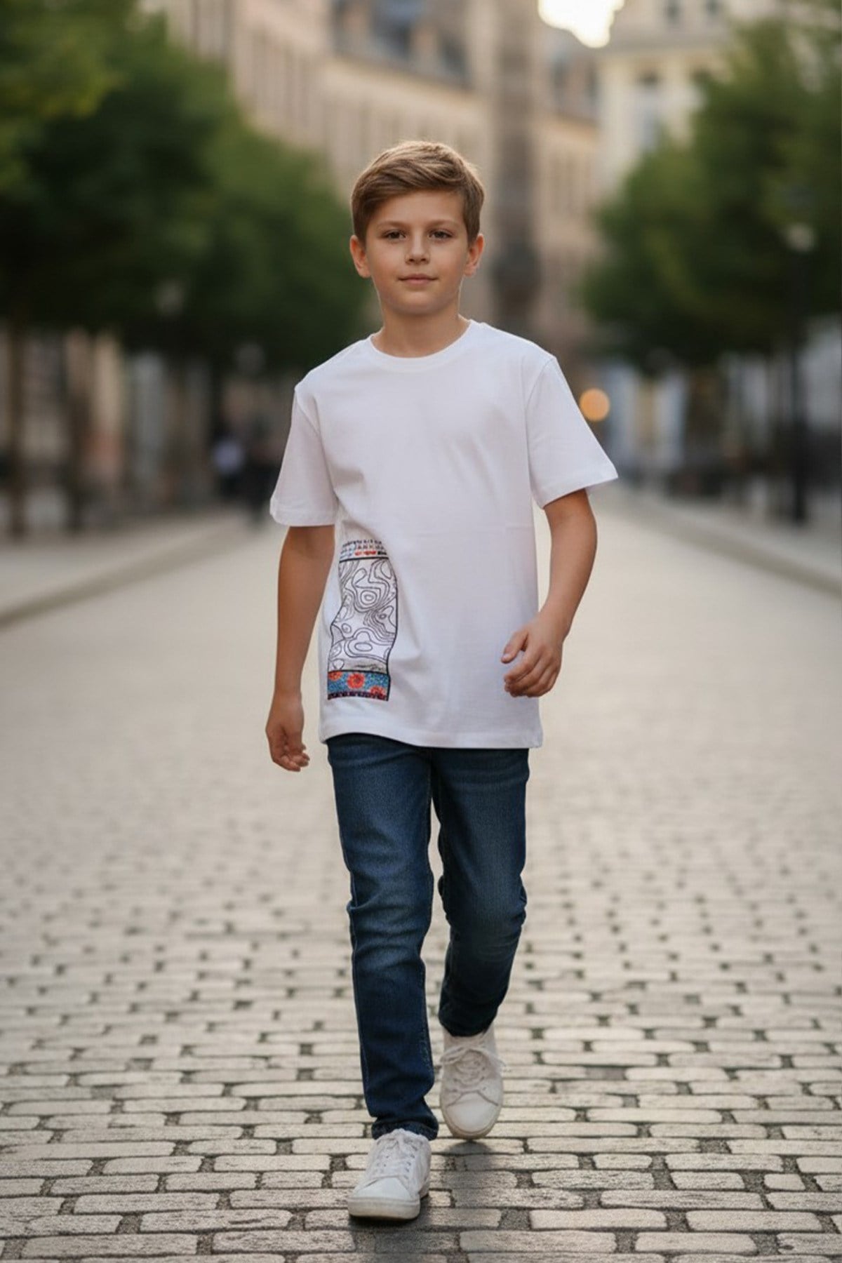 Erkek Çocuk Oversize T-Shirt – Baskılı Modern Tasarım Rahat Kesim Günlük Basic Tişört