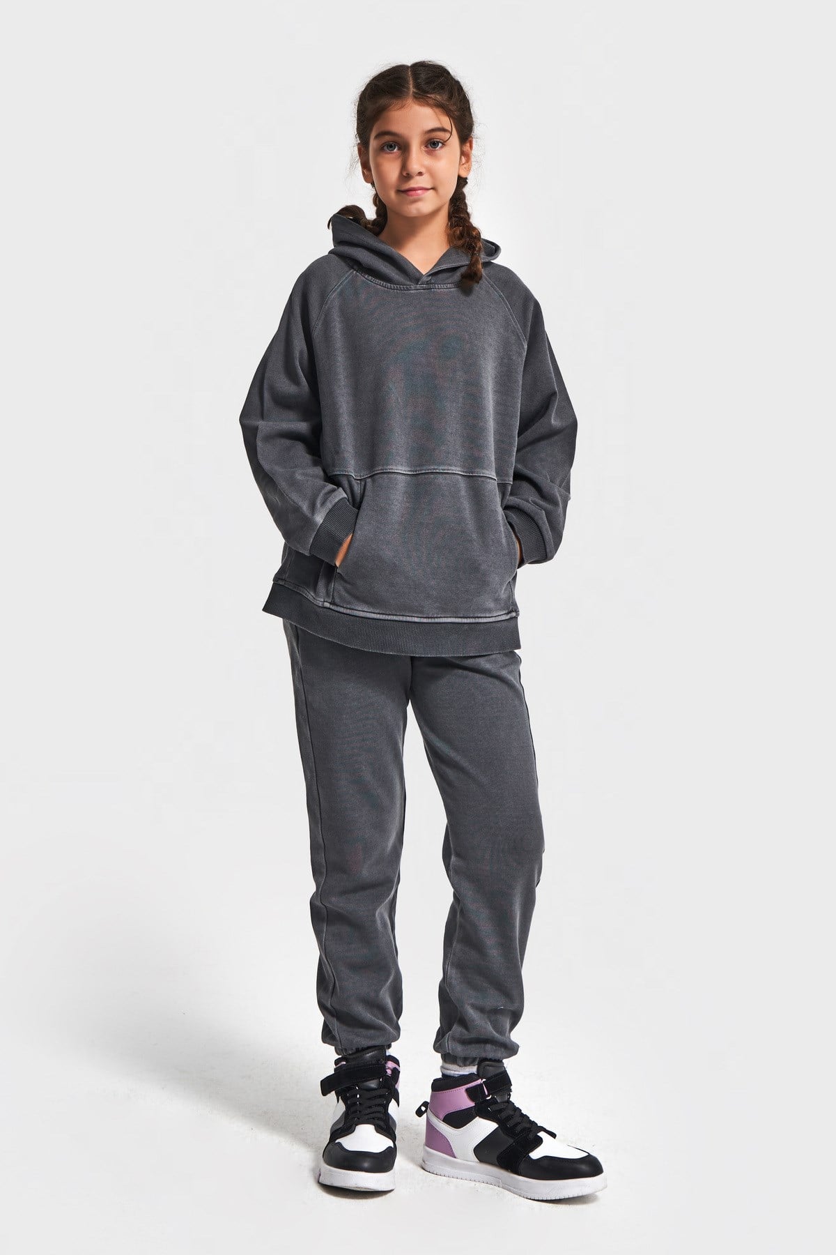 Kapüşonlu Unisex Basic Model Çocuk Eşofman Takımı